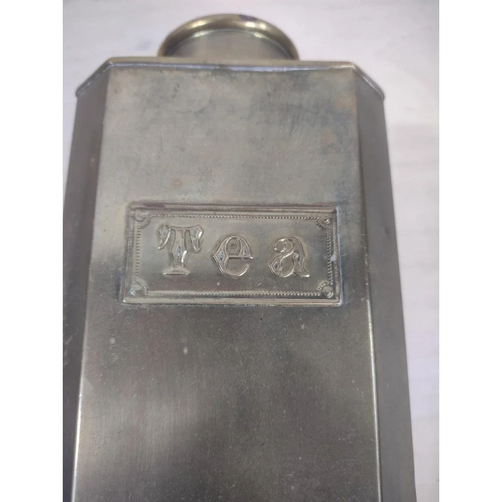 Vtg English Breakfast Tea Tin Brass Screw Top Container Canister TEA Spellout